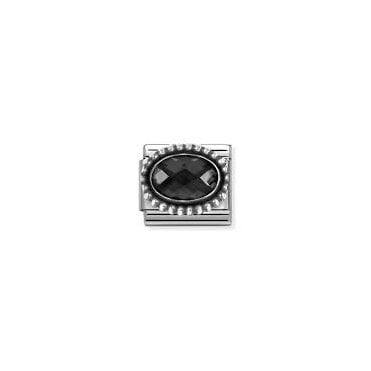 Classic Silver Black CZ Beaded Setting Charm
