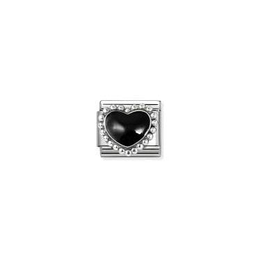 Classic Silver Black Heart Charm