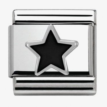 Classic Silver Black Star Charm