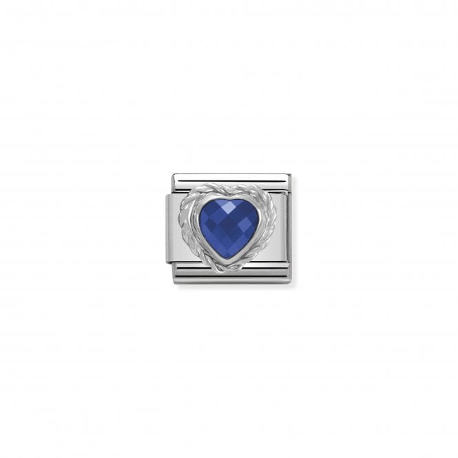 NOMINATION ITALY Classic Silver Blue CZ Heart Stone Charm