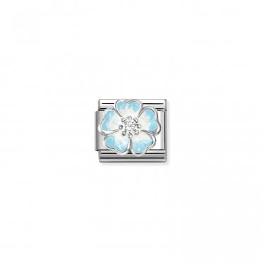 Classic Silver Blue Fade Flower Charm
