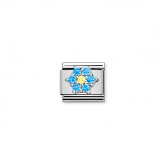 NOMINATION ITALY Classic Silver, Blue & Yellow CZ Flower Charm