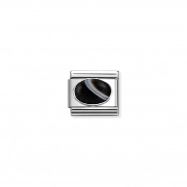Classic Silver Bonded Onyx Matt Stone Charm