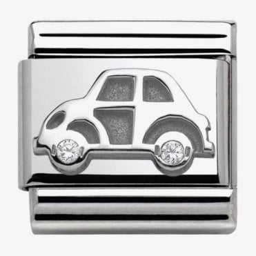 Classic Silver Car with CZ Charm
