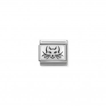 Classic Silver Cat Face Charm