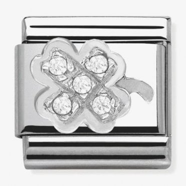Classic Silver Clover with CZ Charm