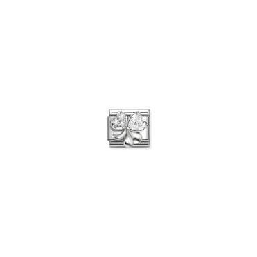 Classic Silver Clover with White CZ Charm