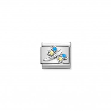 Classic Silver & Coloured CZ Dragonfly Charm.