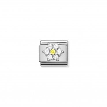 Classic Silver & Coloured CZ Flower Charm