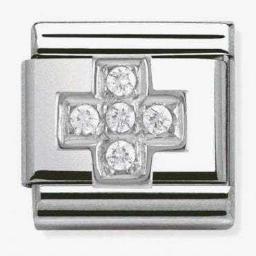Classic Silver Cross with CZ Charm