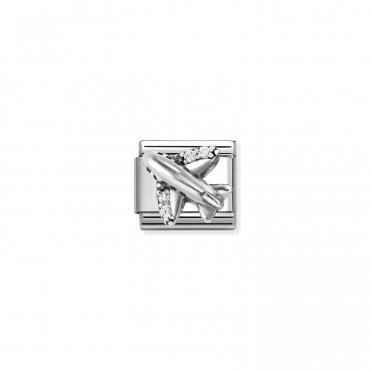 Classic Silver CZ Airplane Charm
