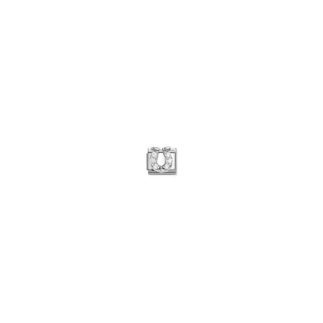 NOMINATION ITALY Classic Silver CZ Danish Horseshoe Charm