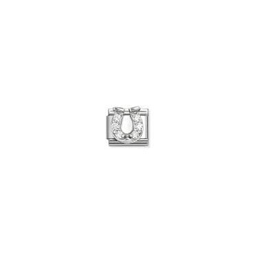 Classic Silver CZ Danish Horseshoe Charm