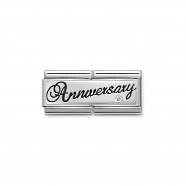 Classic Silver & CZ Double Anniversary Charm
