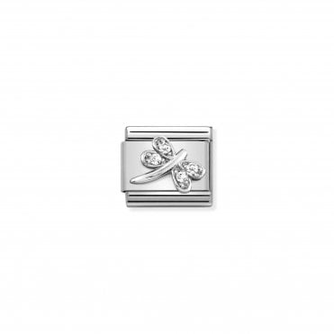 Classic Silver & CZ Dragonfly Charm