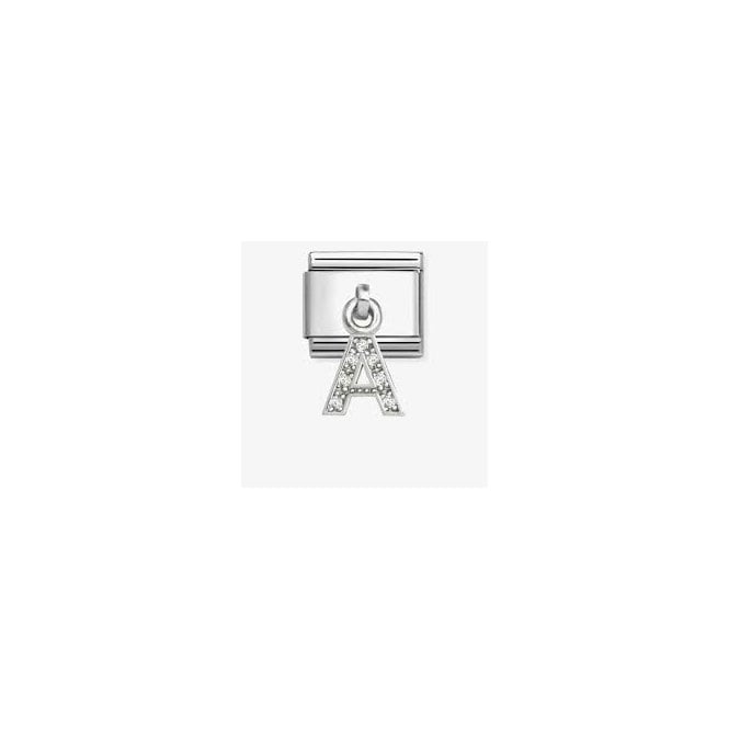 NOMINATION ITALY Classic Silver CZ Letter 'A' Pendant Charm