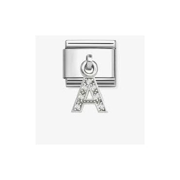 Classic Silver CZ Letter 'A' Pendant Charm
