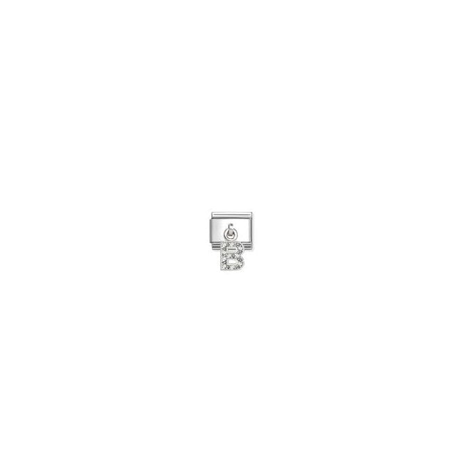 NOMINATION ITALY Classic Silver CZ Letter 'B' Pendant Charm