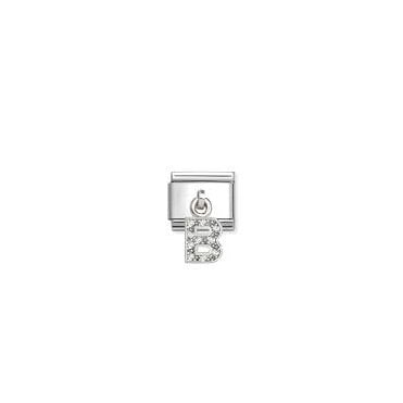 Classic Silver CZ Letter 'B' Pendant Charm