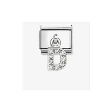 Classic Silver CZ Letter 'D' Pendant Charm