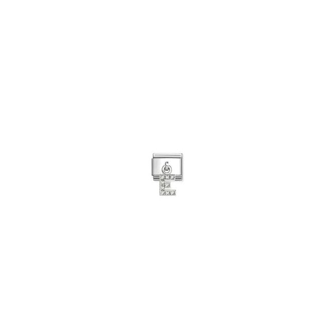 NOMINATION ITALY Classic Silver CZ Letter 'E' Pendant Charm
