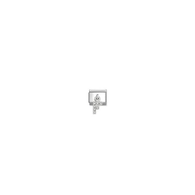 NOMINATION ITALY Classic Silver CZ Letter 'F' Pendant Charm