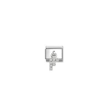 Classic Silver CZ Letter 'F' Pendant Charm
