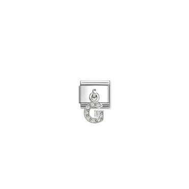Classic Silver CZ Letter 'G' Pendant Charm
