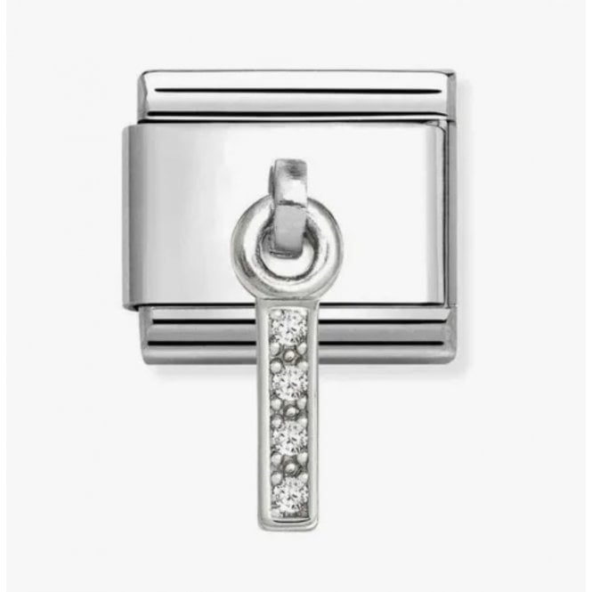 NOMINATION ITALY Classic Silver CZ Letter 'I' Pendant Charm