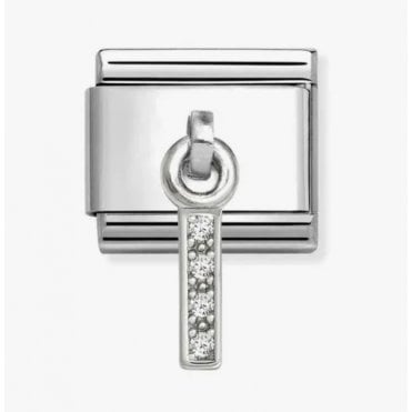 Classic Silver CZ Letter 'I' Pendant Charm