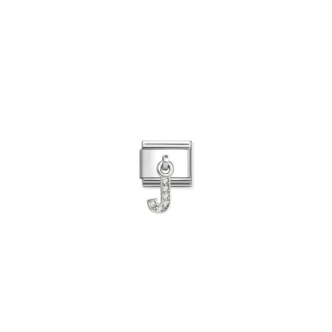 NOMINATION ITALY Classic Silver CZ Letter 'J' Pendant Charm
