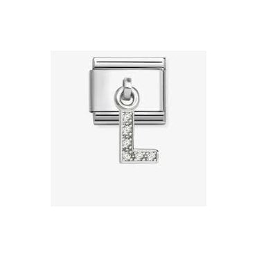Classic Silver CZ Letter 'L' Pendant Charm