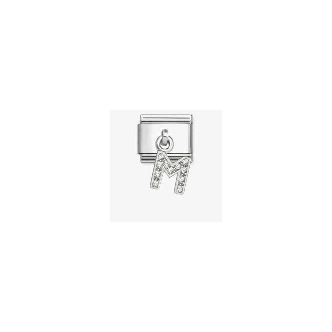 NOMINATION ITALY Classic Silver CZ Letter 'M' Pendant Charm