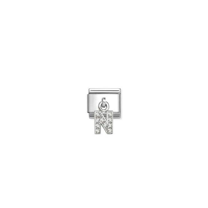 NOMINATION ITALY Classic Silver CZ Letter 'N' Pendant Charm