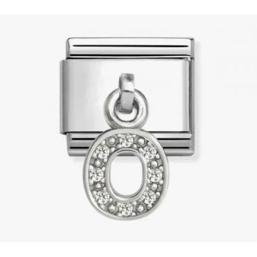 Classic Silver CZ Letter 'O' Pendant Charm