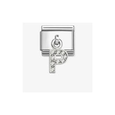 Classic Silver CZ Letter 'P' Pendant Charm