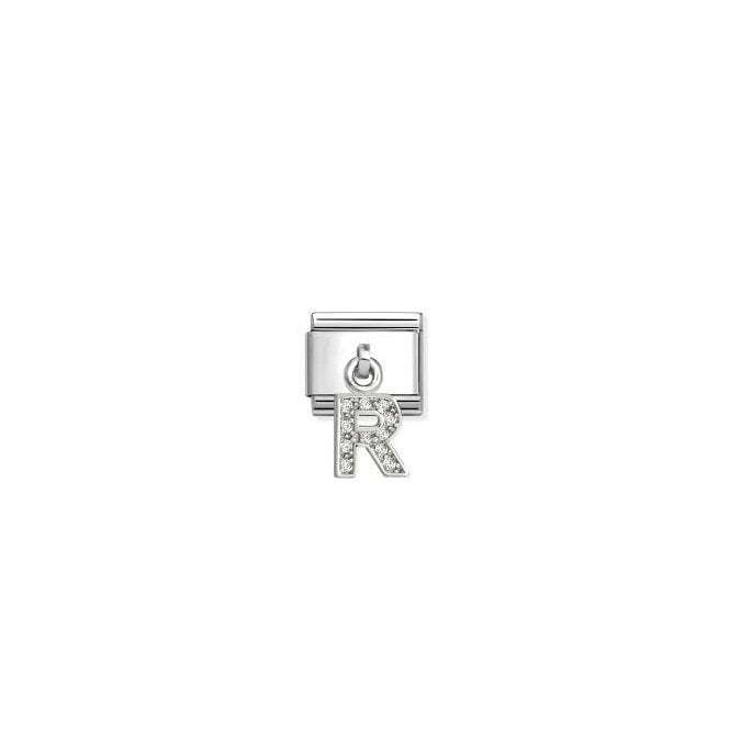 NOMINATION ITALY Classic Silver CZ Letter 'R' Pendant Charm