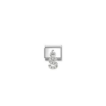 Classic Silver CZ Letter 'S' Pendant Charm