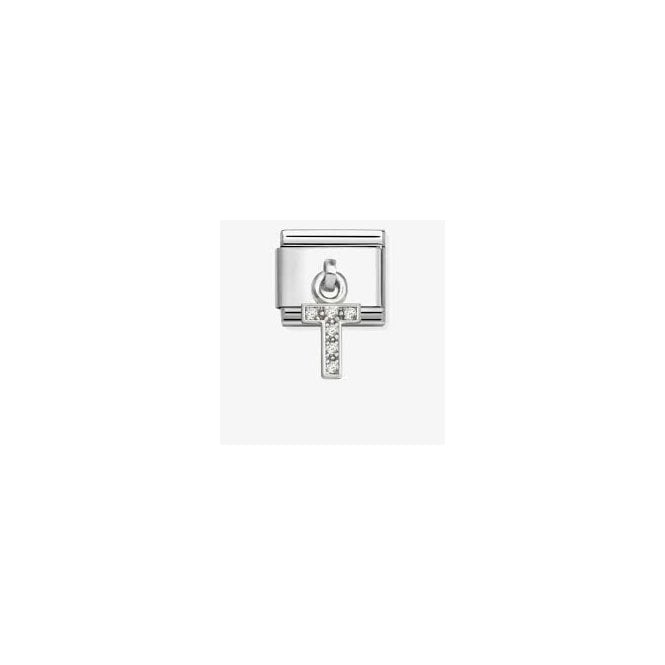 NOMINATION ITALY Classic Silver CZ Letter 'T' Pendant Charm