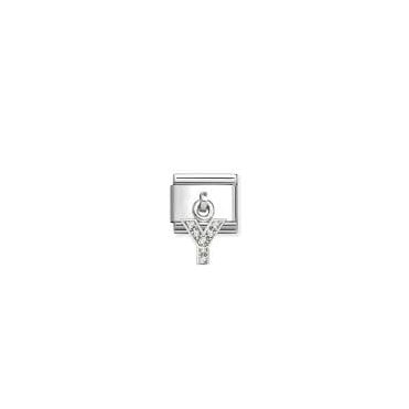 Classic Silver CZ Letter 'Y' Pendant Charm