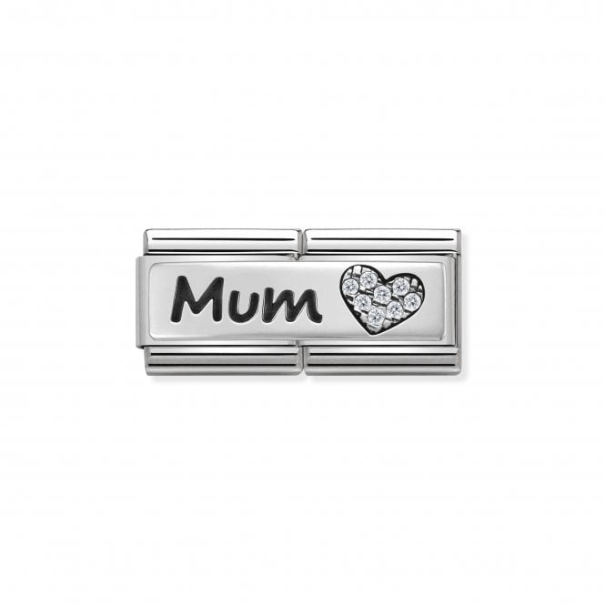 NOMINATION ITALY Classic Silver & CZ Mum Heart Double Charm