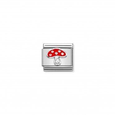 Classic Silver & CZ Mushroom Charm