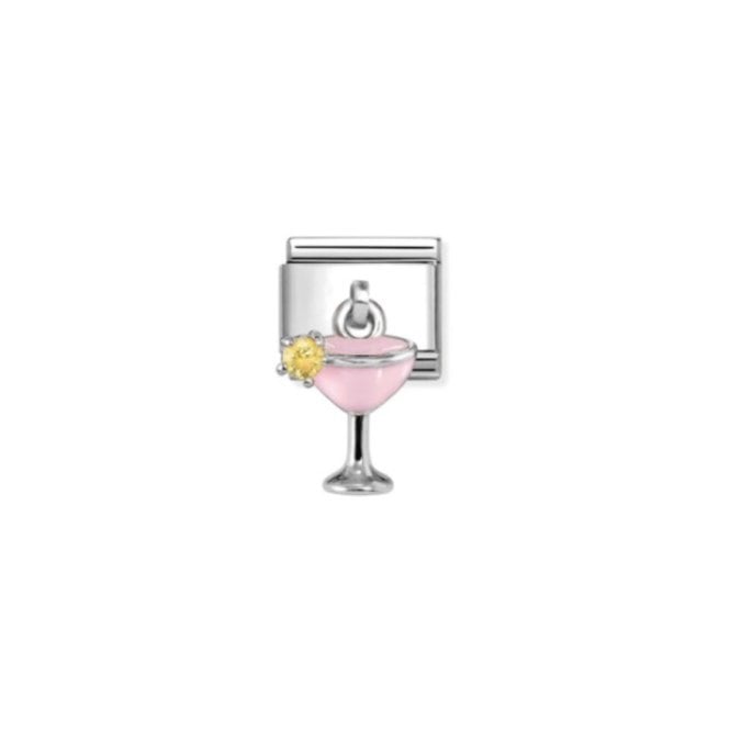 NOMINATION ITALY Classic Silver CZ Pink Cocktail Drop Charm