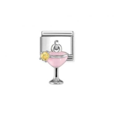 Classic Silver CZ Pink Cocktail Drop Charm