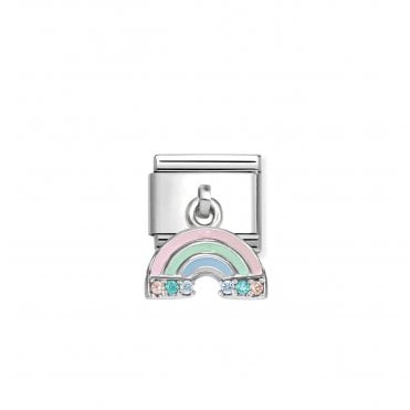 Classic Silver CZ Rainbow Drop Charm