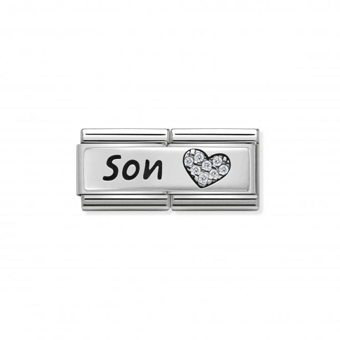 NOMINATION ITALY Classic Silver & CZ Son Heart Double Charm