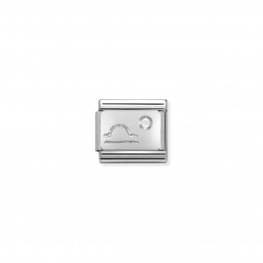 Classic Silver & CZ Zodiac Libra Charm