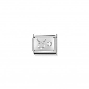 Classic Silver & CZ Zodiac Taurus Charm