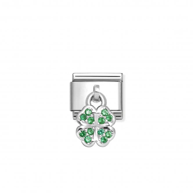 NOMINATION ITALY Classic Silver Dangle Green Four Leaf Clover Charm