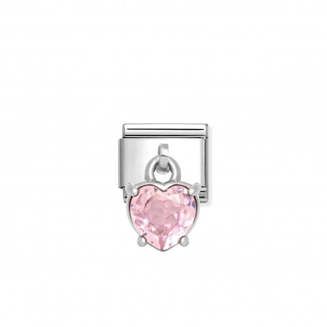 NOMINATION ITALY Classic Silver Dangle Pink Heart CZ Charm